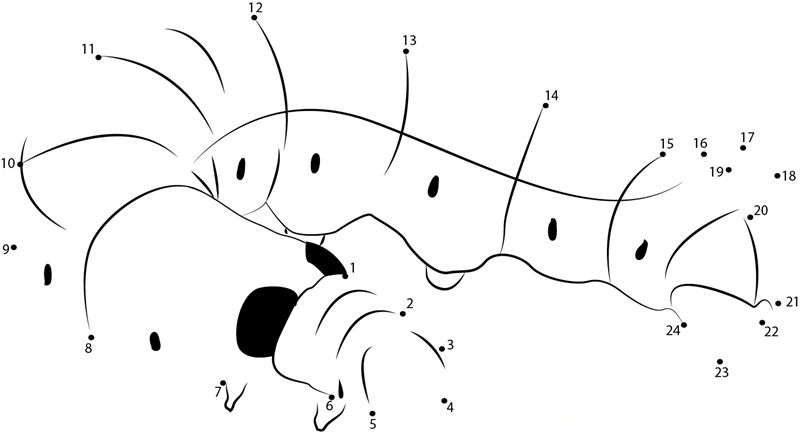 Juicy Caterpillar printable dot to dot worksheet