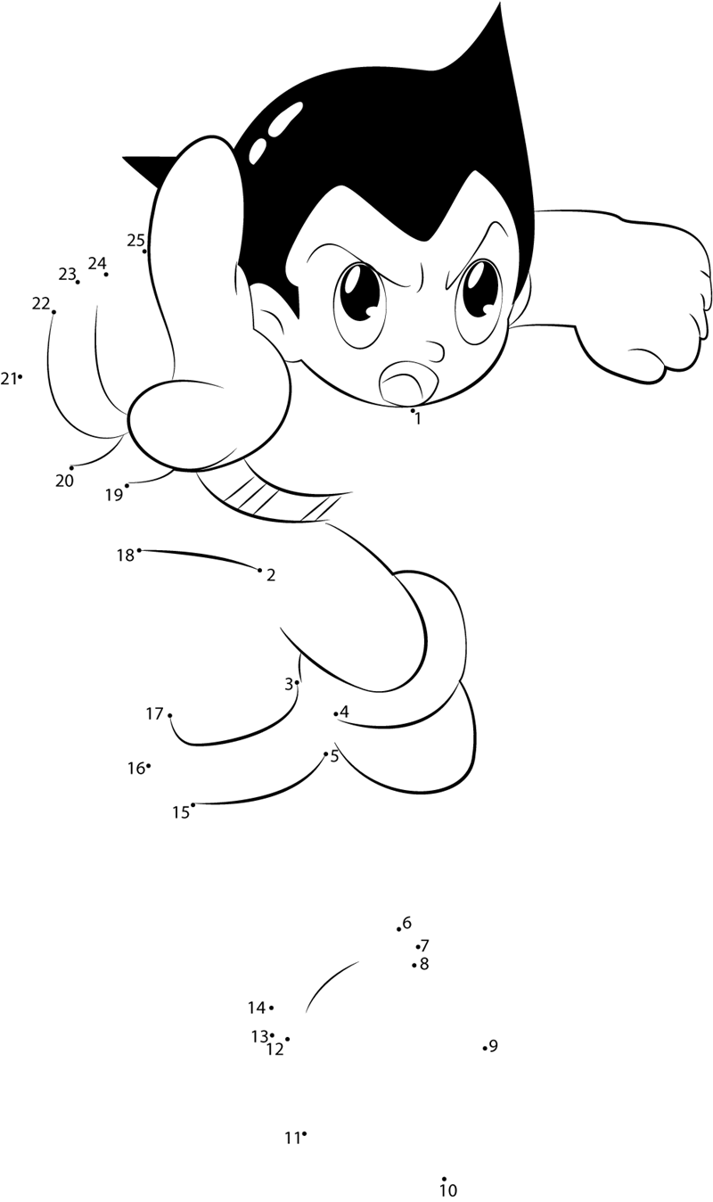 Astro-Boy-Pointing-At-Somthing-Dot-To-Dot dot to dot worksheets