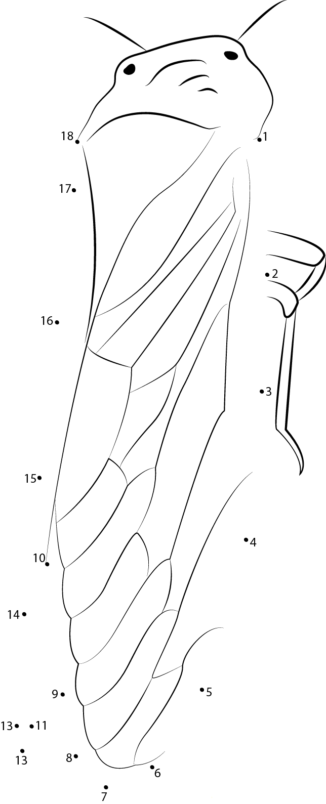 Cicada Up printable dot to dot worksheet