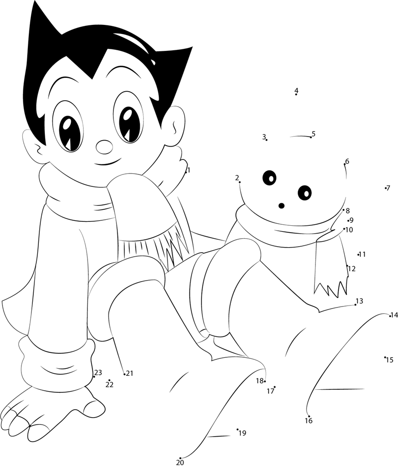 Astro-Boy-With-Snow-Cat-Dot-To-Dot dot to dot worksheets