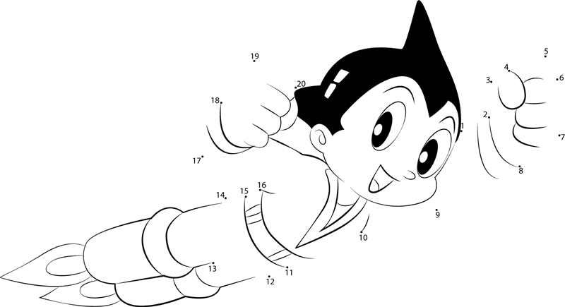 Cut-Astro-Boy-Dot-To-Dot dot to dot worksheets