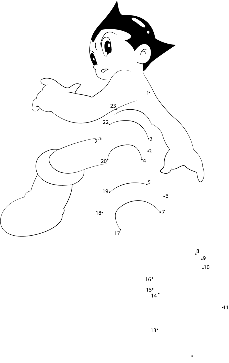 Jump-Astro-Boy-Dot-To-Dot printable dot to dot worksheet