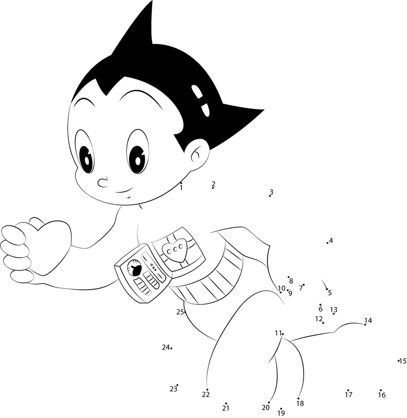 Robat-Astro-Boy-Dot-To-Dot dot to dot worksheets