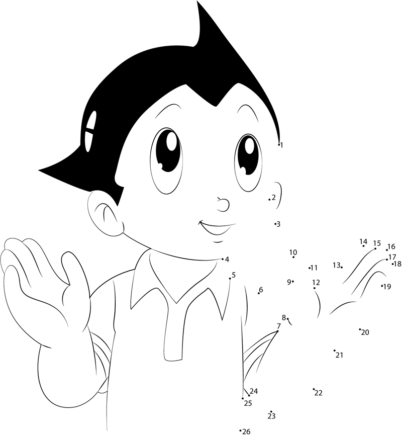 Simpal-Astro-Boy-Dot-To-Dot printable dot to dot worksheet