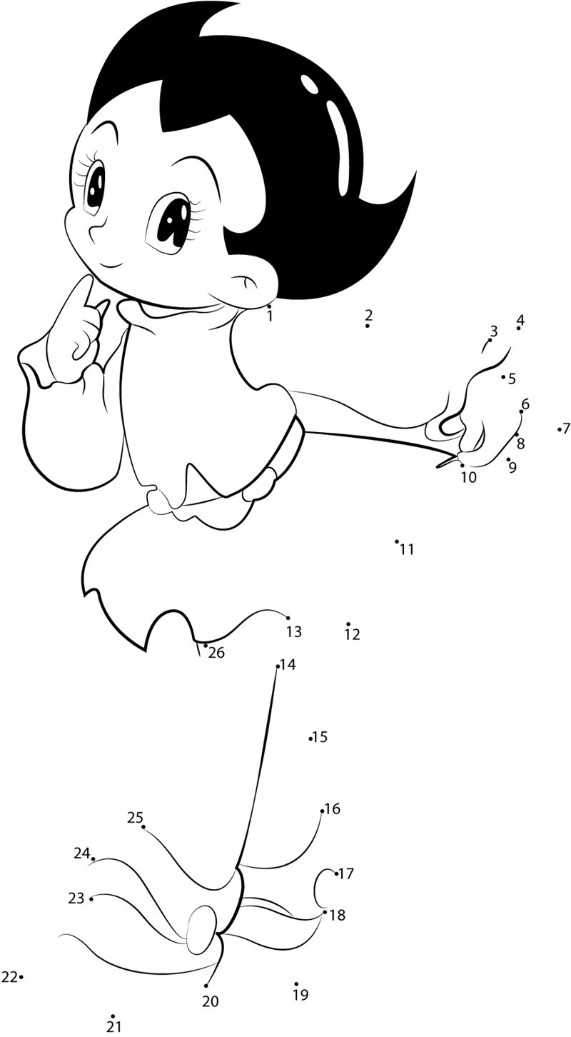 Uran-Astro-Boy-Dot-To-Dot printable dot to dot worksheet