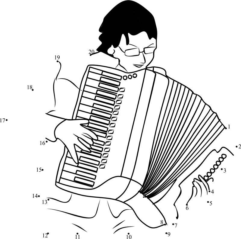 Man Playing Accordion dot to dot worksheet