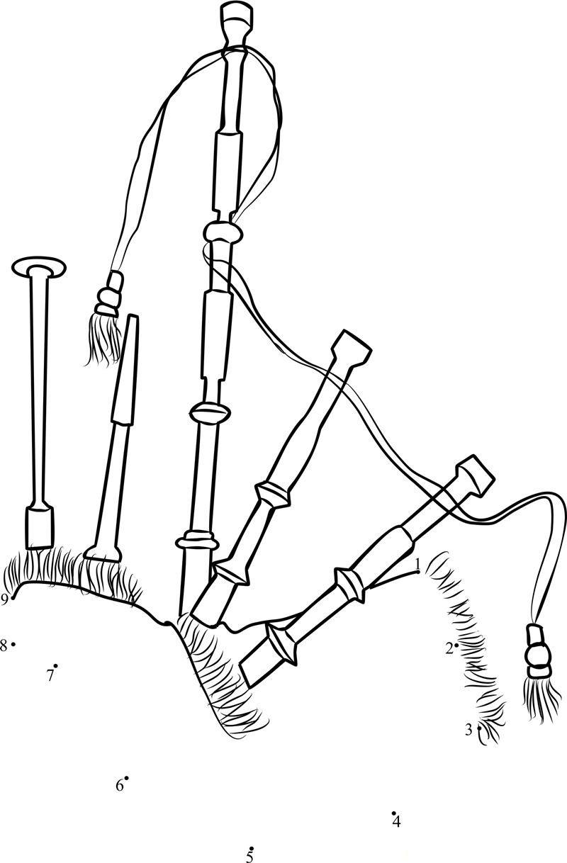 Great Higland Bagpipe printable dot to dot worksheet