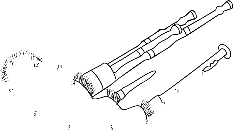 Scottish Small Bagpipe printable dot to dot worksheet