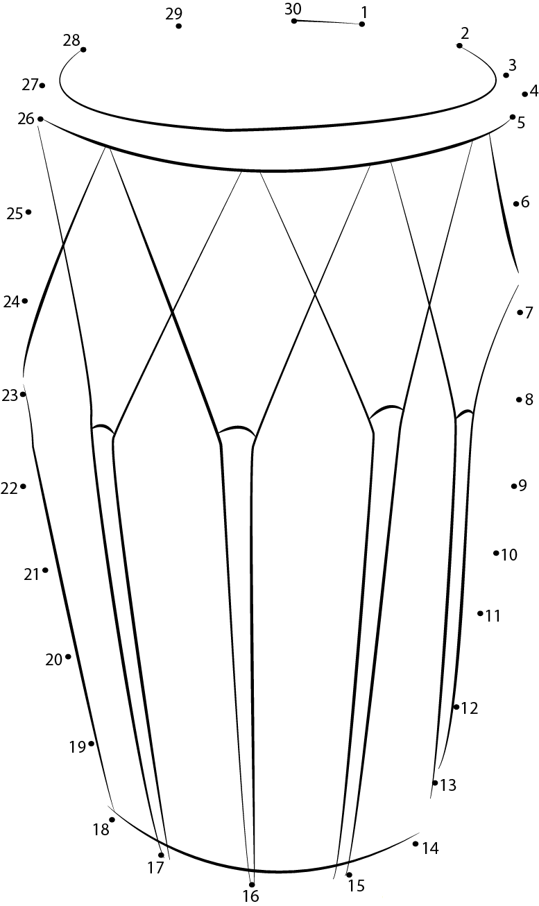 Traditional Hand Drum printable dot to dot worksheet