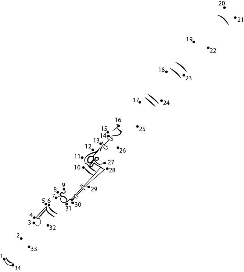 Irish D Flute printable dot to dot worksheet