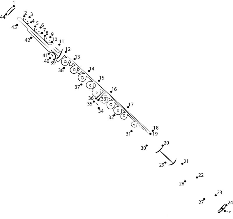 Sankyo Wood Flute printable dot to dot worksheet