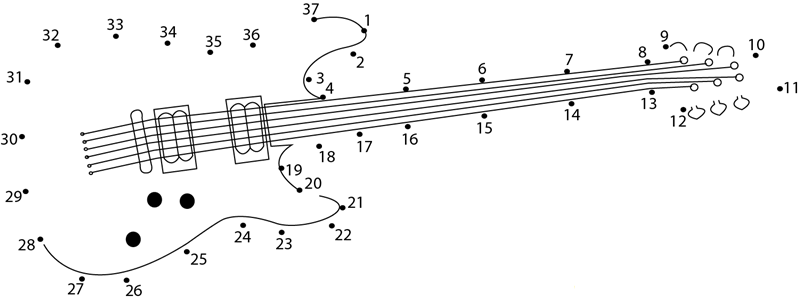 Electric Guitar printable dot to dot worksheet