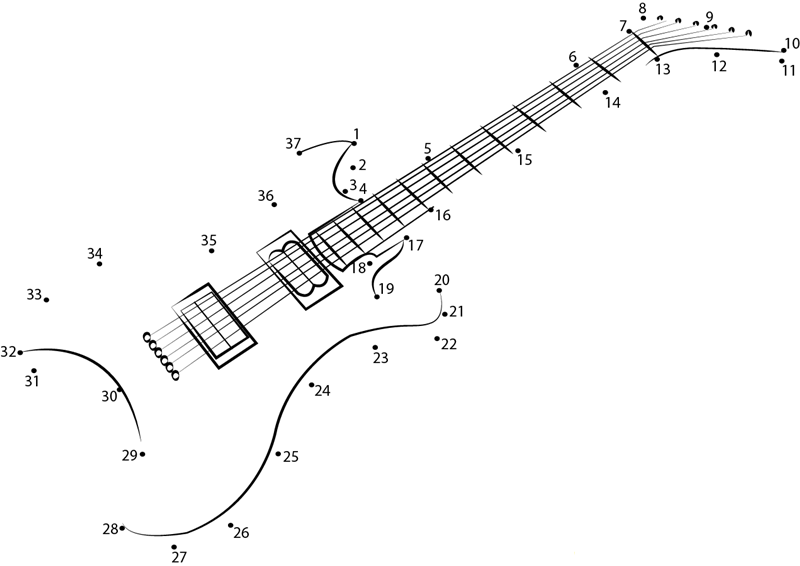 Kramer Floyd Rose Guitar printable dot to dot worksheet