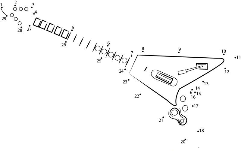 Wireless Guitar printable dot to dot worksheet