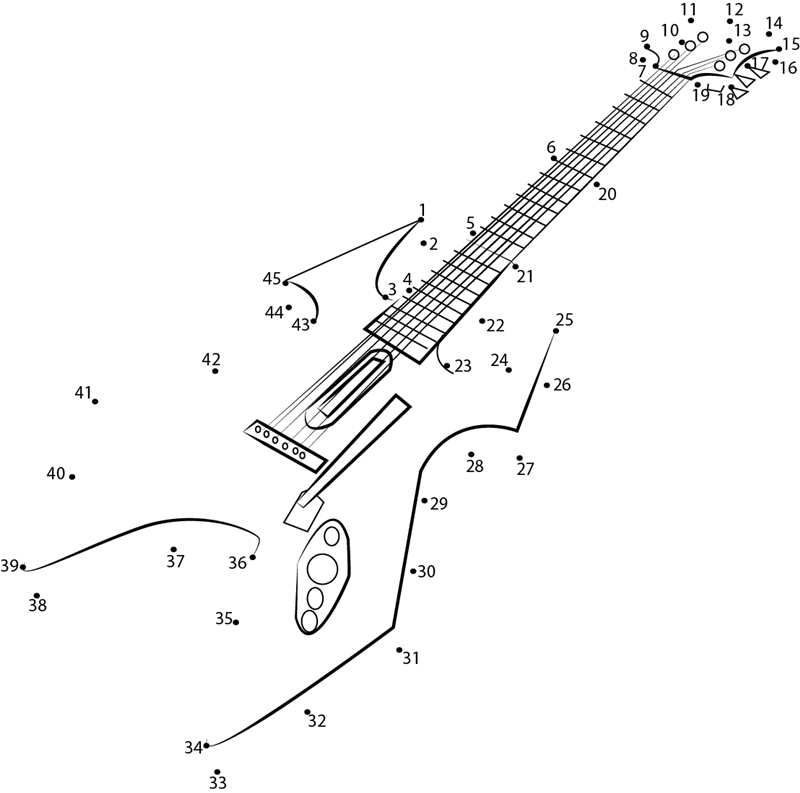 Wireless Ps3 Guitar printable dot to dot worksheet