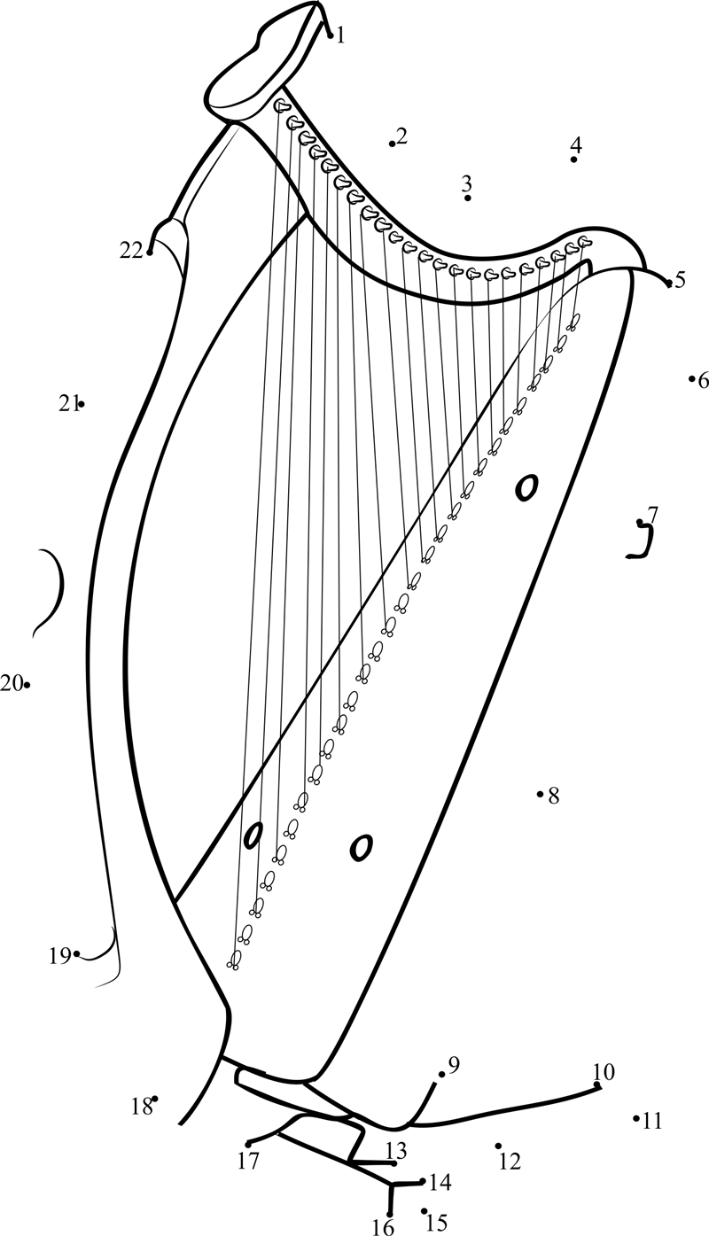 Brian Boru Harp printable dot to dot worksheet