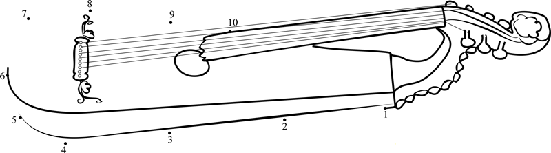 Harp Guitar printable dot to dot worksheet