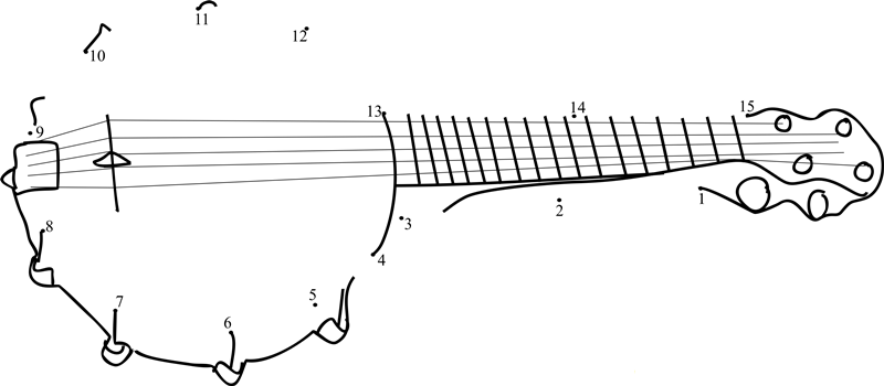 Mandolin Banjo printable dot to dot worksheet