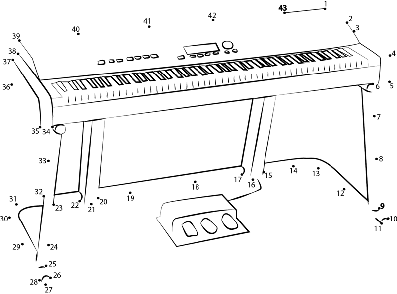 Digital Piano dot to dot worksheets