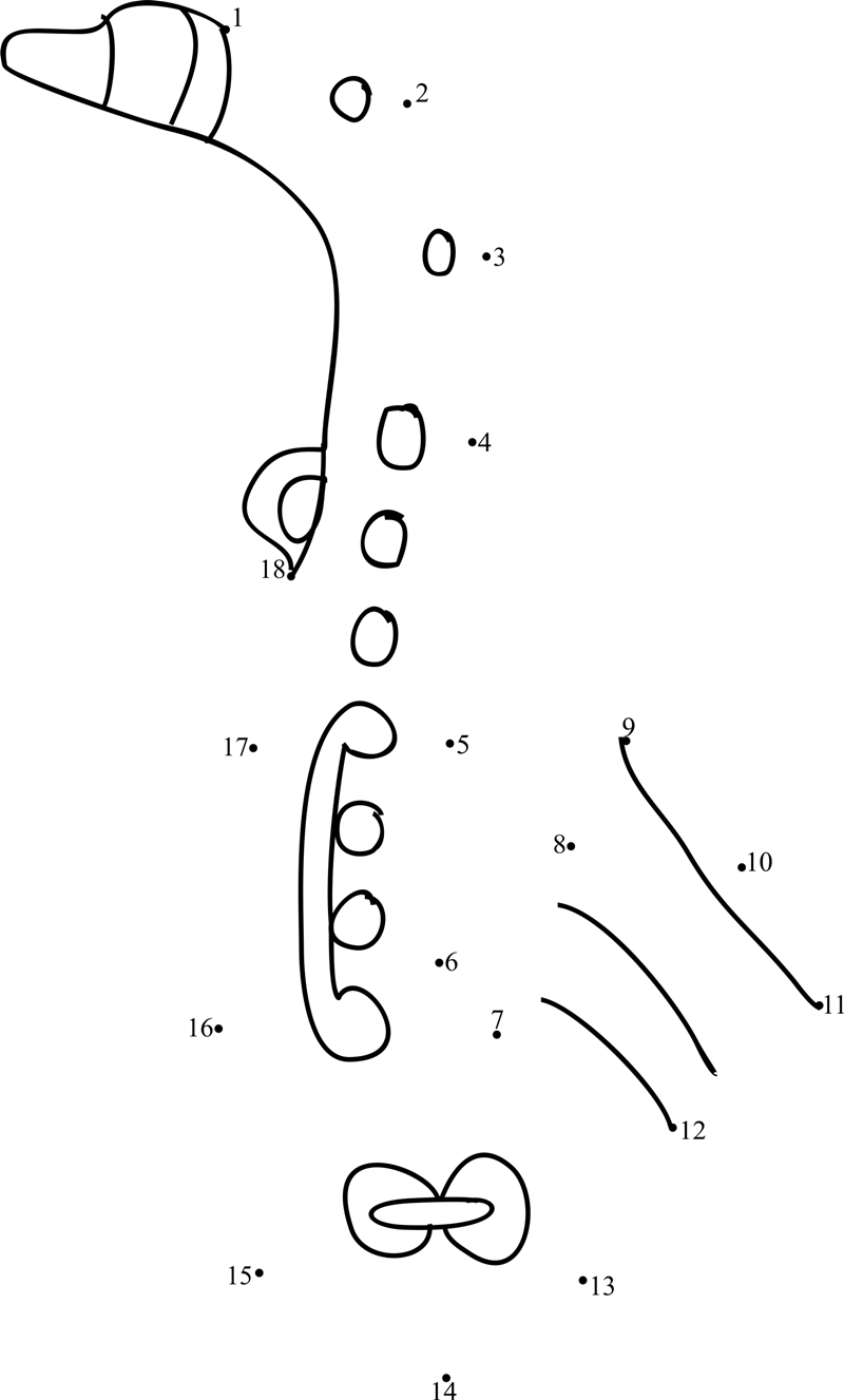 Figural Saxophone dot to dot worksheets