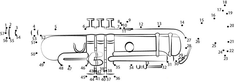 Trumpet Gun dot to dot worksheets