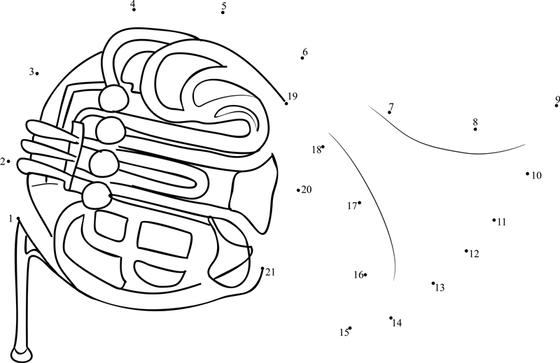 Yamaha French Horn Tuba printable dot to dot worksheet