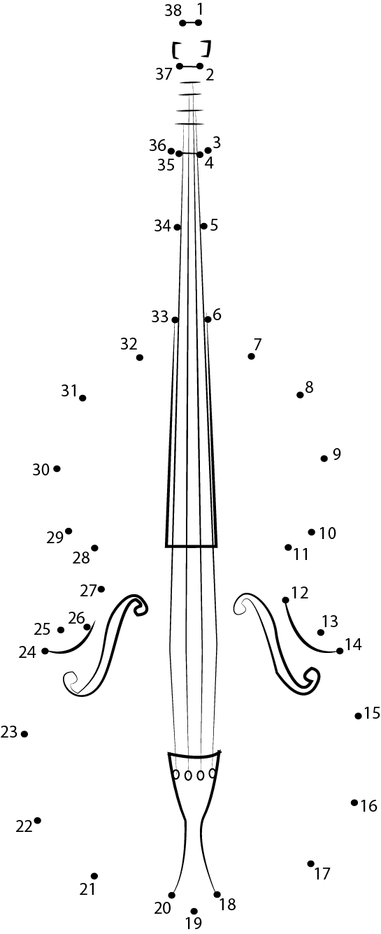 Bass Violin dot to dot worksheets