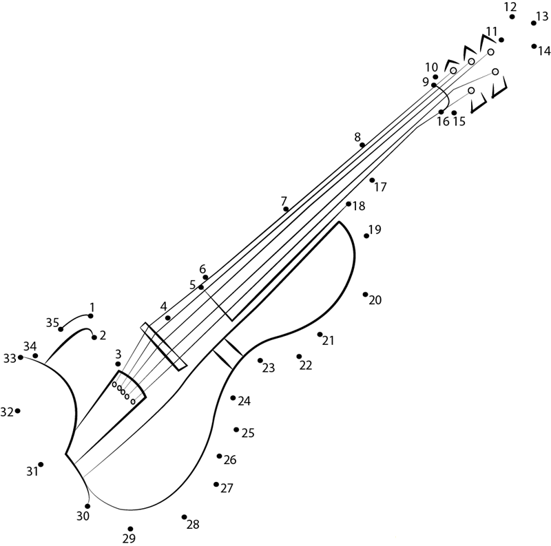 Electric Violin printable dot to dot worksheet