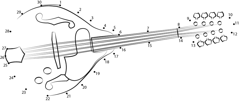 Jumbo Dark Violin printable dot to dot worksheet