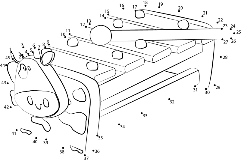 Cow Xylophone dot to dot worksheets