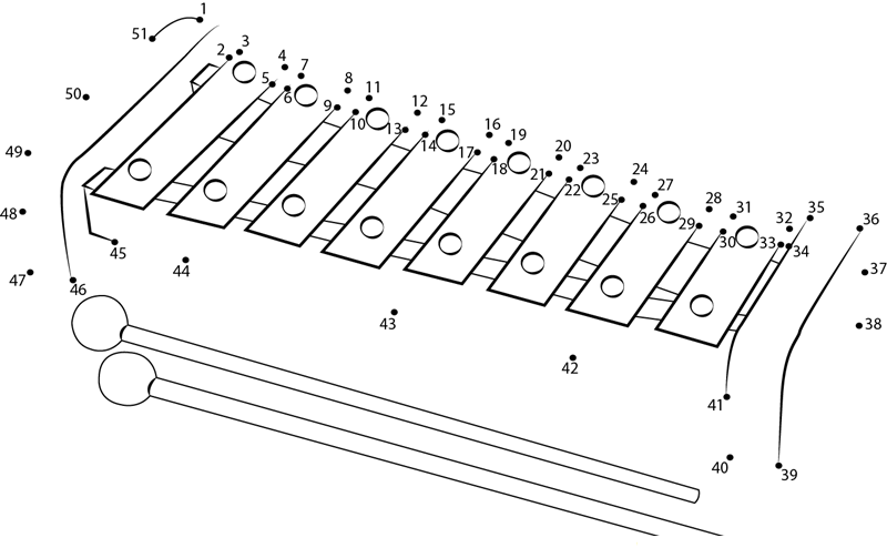 Wooden Xylophone dot to dot worksheets