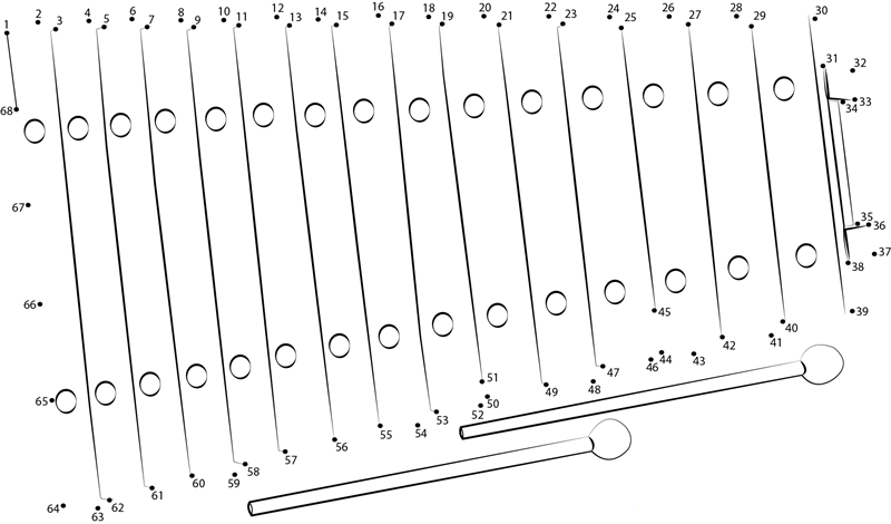 Wooden Xylophone 2 dot to dot worksheets