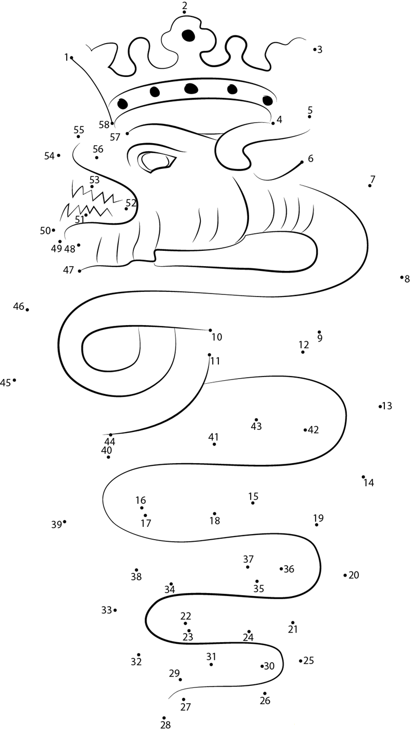 Basilisk King printable dot to dot worksheet