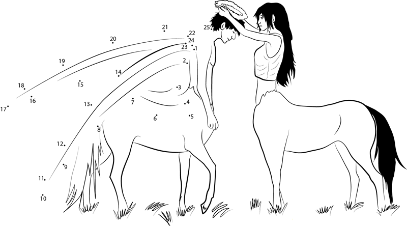 Centaur Couple dot to dot worksheets