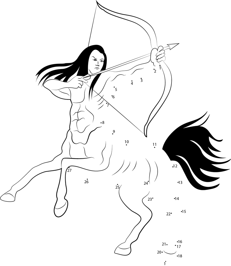 Centaur With Bow And Arrow dot to dot worksheets