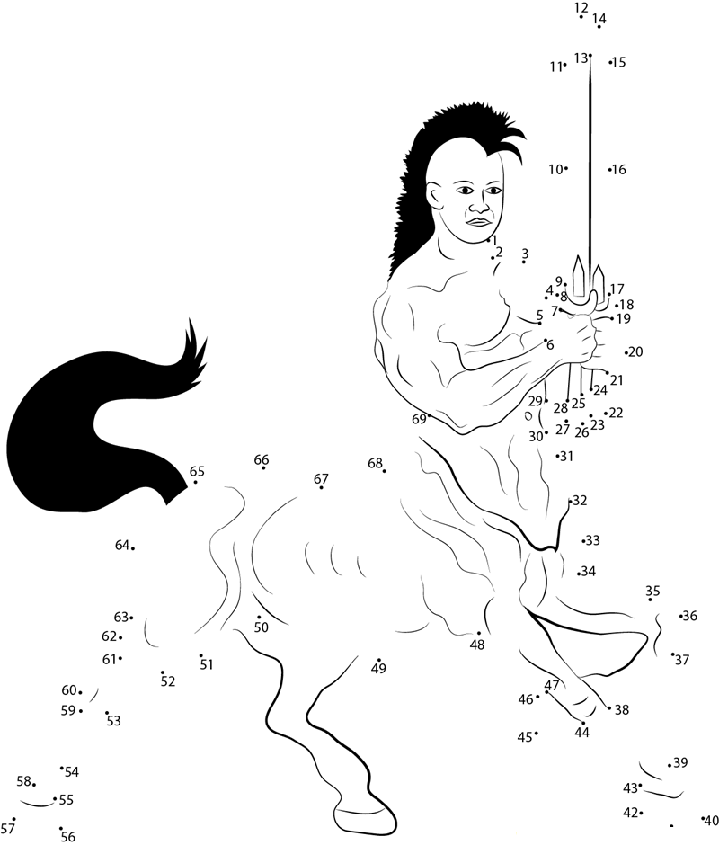 Centaur With Sword dot to dot worksheets