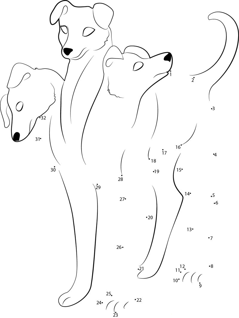 Cerberus Three Headed Hell Hound dot to dot worksheets