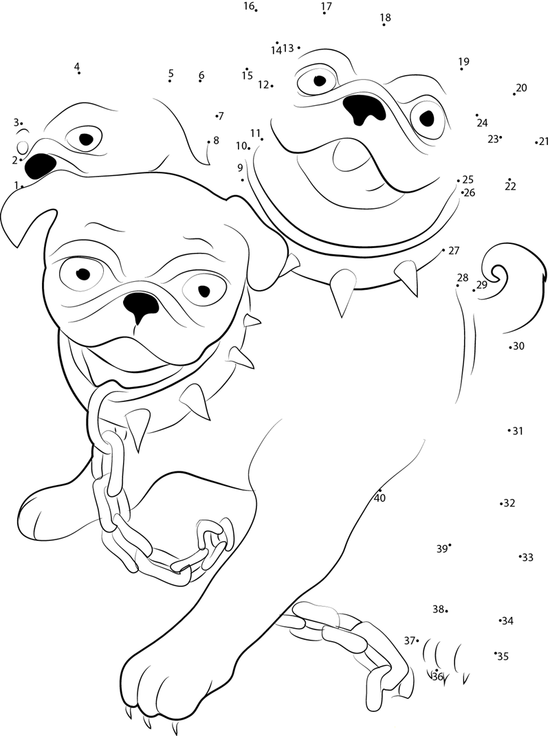 Pug Cerberus dot to dot worksheets