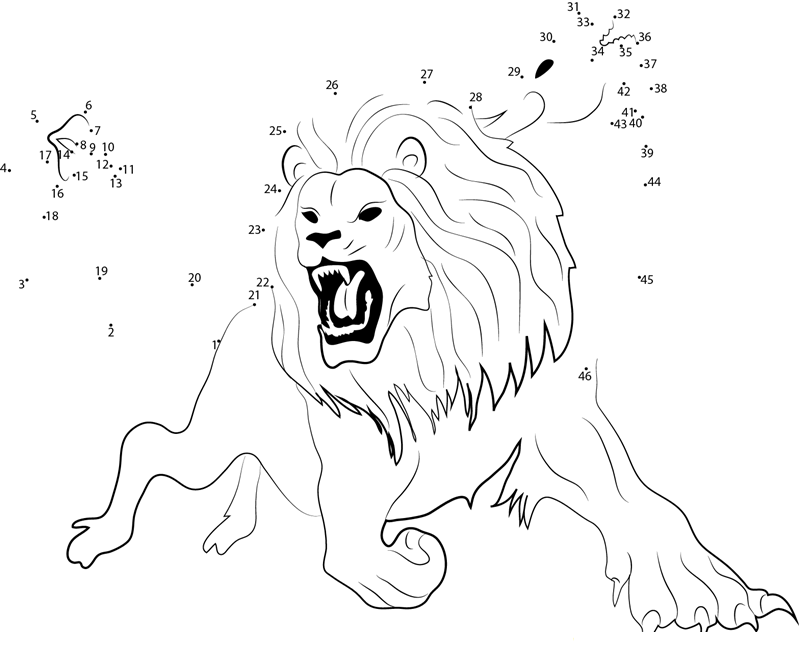 Angry Chimera printable dot to dot worksheet