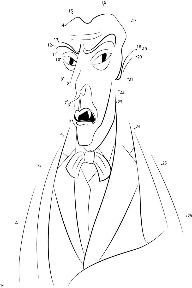 Angry Count Dracula dot to dot worksheets