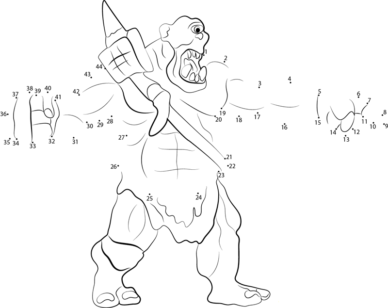 Cyclops Ready To Fight printable dot to dot worksheet