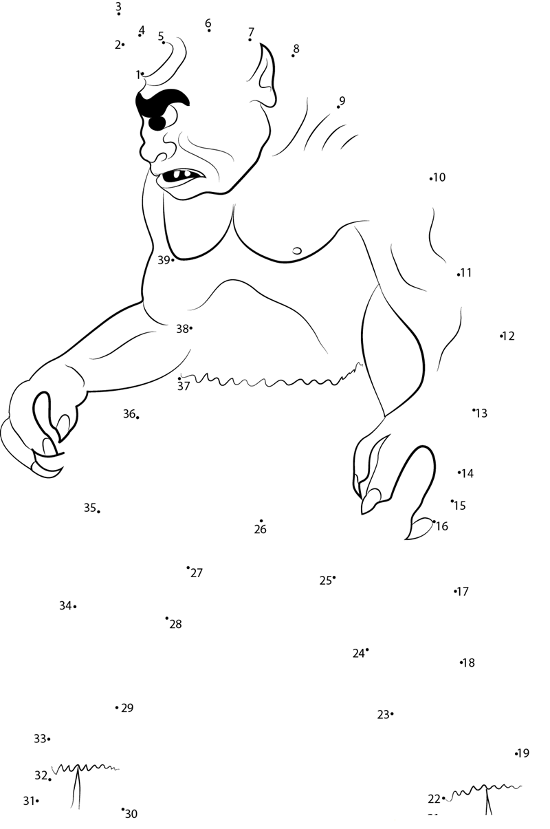 Cyclops Walking printable dot to dot worksheet