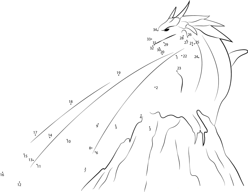 Fantasy Dragon printable dot to dot worksheet