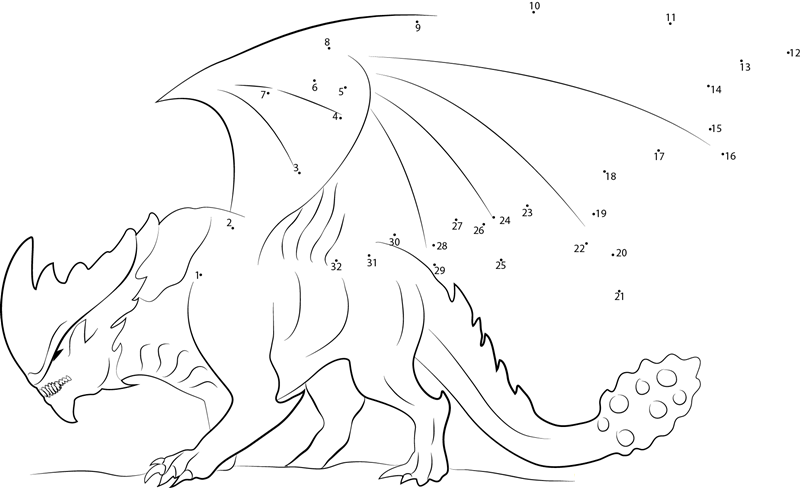 Giant Dragon printable dot to dot worksheet