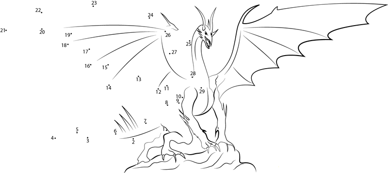 High Dragon printable dot to dot worksheet