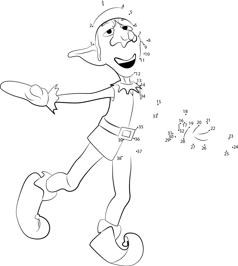 Jump Elf printable dot to dot worksheet