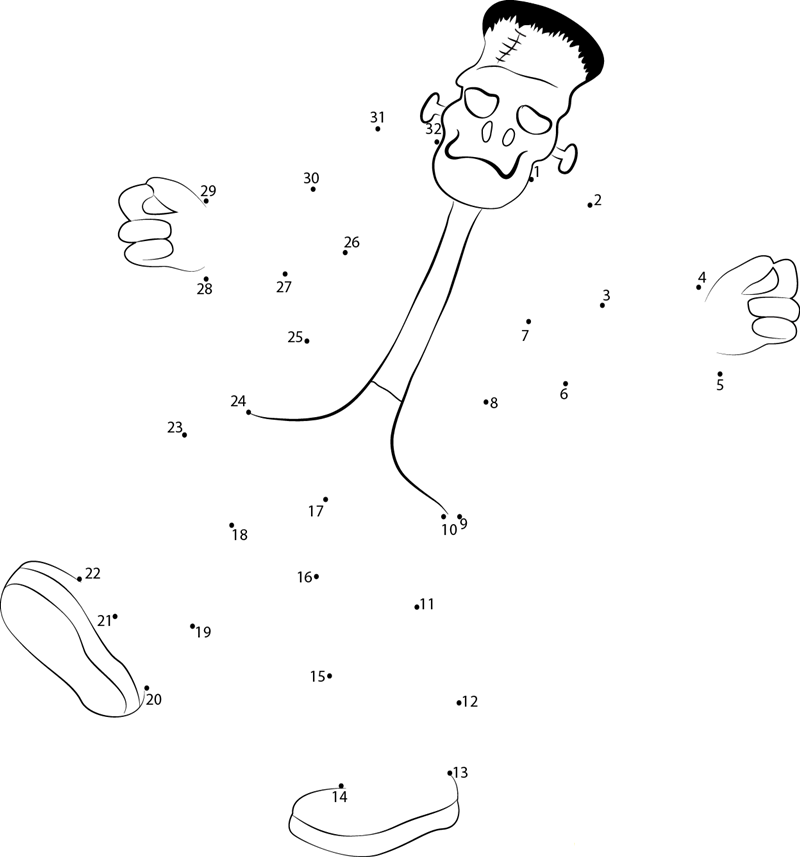 Dancing Frankenstein X27 S Monster printable dot to dot worksheet