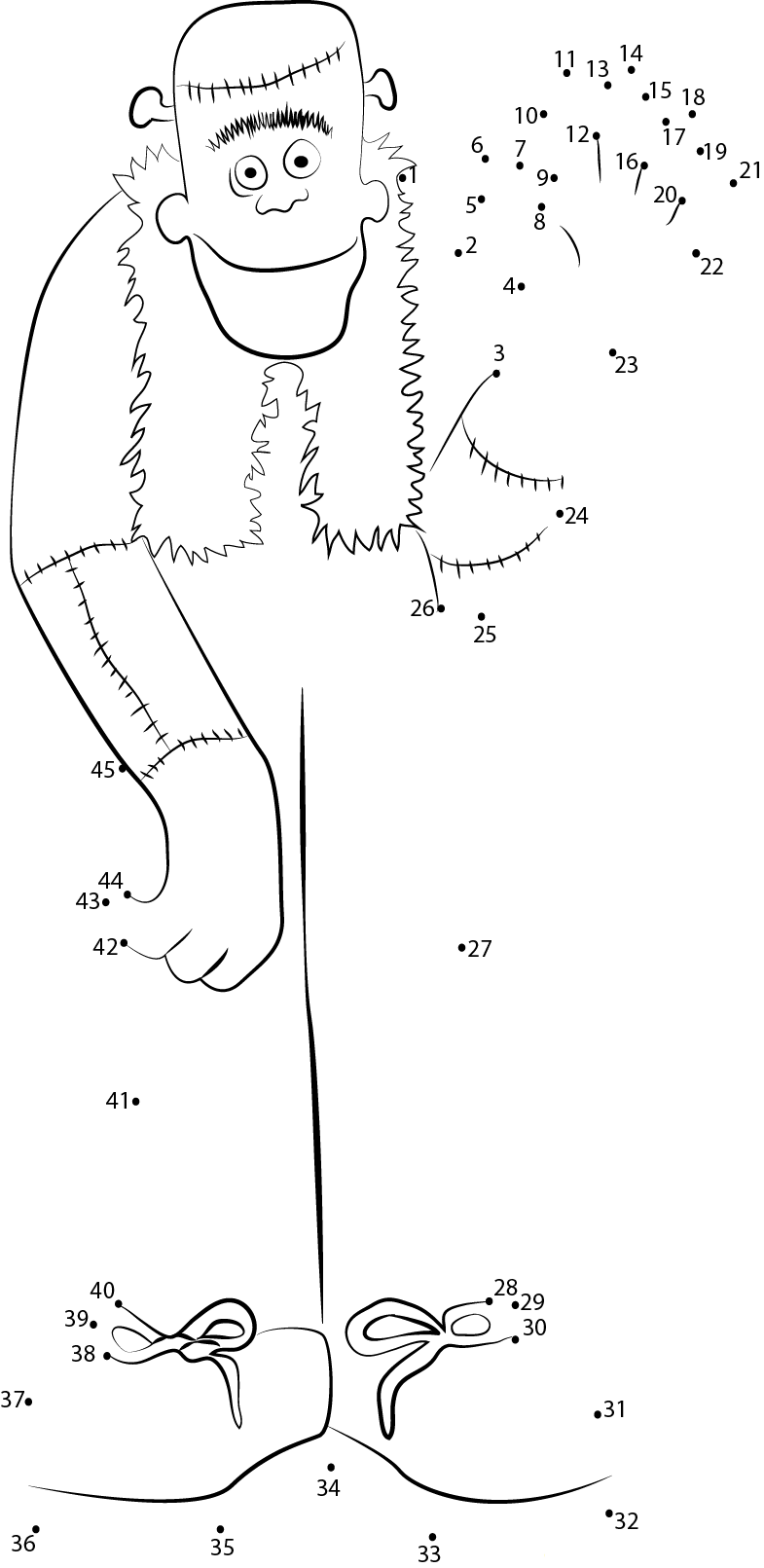 Frankenstein printable dot to dot worksheet