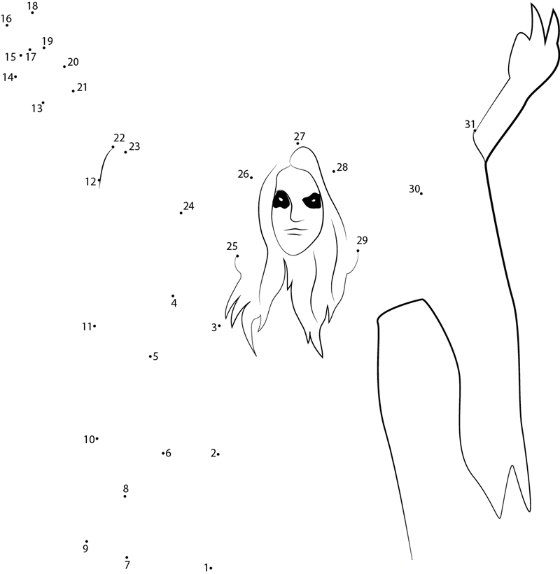 Ghostly Woman printable dot to dot worksheet