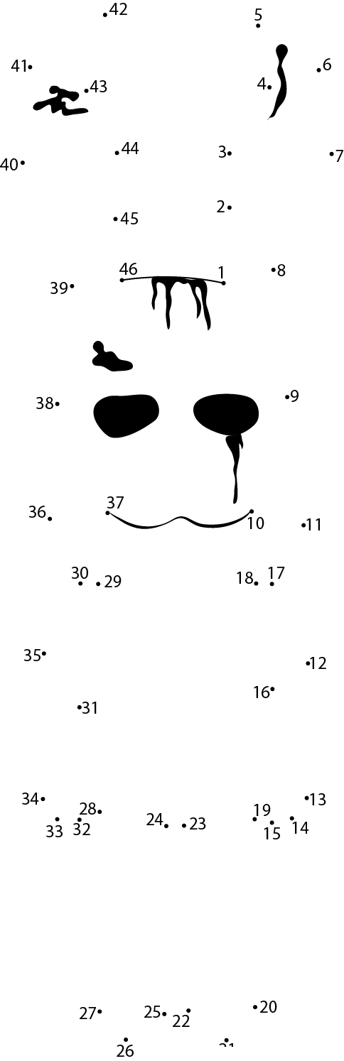 Scary Bunny Ghost printable dot to dot worksheet